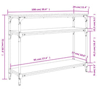 Tavolo Consolle Grigio Sonoma 100x29x75 cm in Legno Multistrato 834038