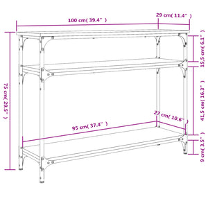 Tavolo Consolle Grigio Sonoma 100x29x75 cm in Legno Multistrato 834038