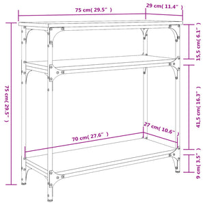 Tavolino Consolle Nero 75x29x75 cm in Legno Multistrato 834040