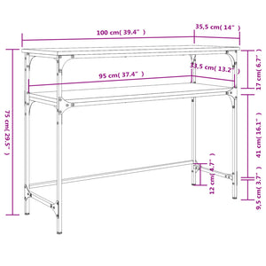 Tavolino Consolle Rovere Sonoma 100x35,5x75cm Legno Multistrato 834046