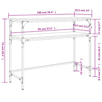 Tavolino Consolle Grigio Sonoma 100x35,5x75cm Legno Multistrato 834048