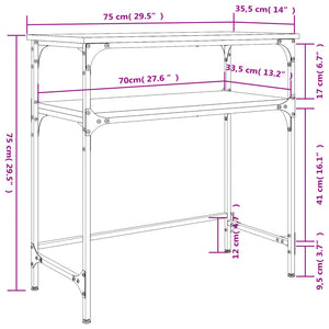 Tavolino Consolle Nero 75x35,5x75 cm in Legno Multistrato 834050