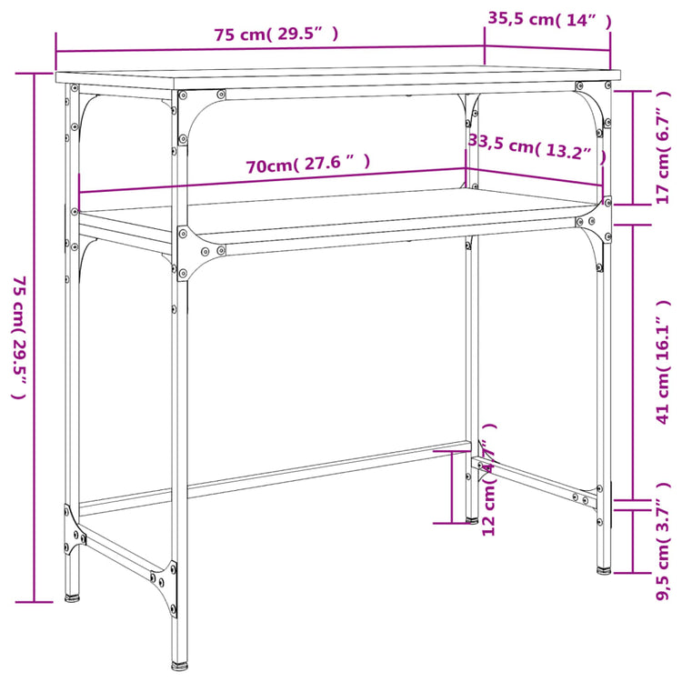 Tavolino Consolle Nero 75x35,5x75 cm in Legno Multistrato 834050