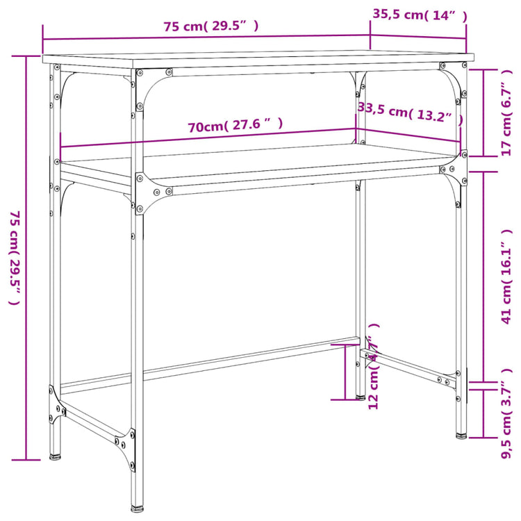 Tavolino Consolle Rovere Sonoma 75x35,5x75cm Legno Multistrato 834051