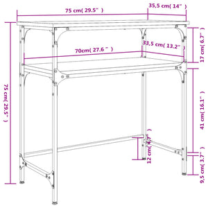 Tavolino Consolle Grigio Sonoma 75x35,5x75 cm Legno Multistrato 834053