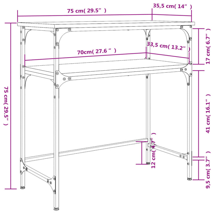 Tavolino Consolle Grigio Sonoma 75x35,5x75 cm Legno Multistrato 834053