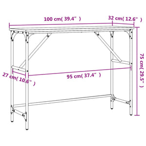 Tavolino Consolle Nero 100x32x75 cm in Legno Multistrato 834055