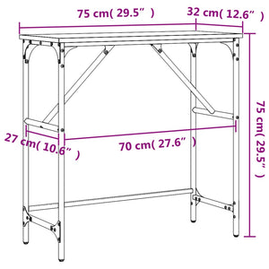 Tavolino Consolle Nero 75x32x75 cm in Legno Multistrato 834060