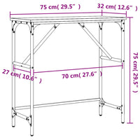 Tavolino Consolle Grigio Sonoma 75x32x75cm in Legno Multistrato 834063