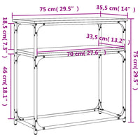 Tavolino Consolle Nero 75x35,5x75 cm in Legno Multistrato 834070