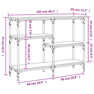 Tavolino Consolle Nero 102x29x75 cm in Legno Multistrato 834080