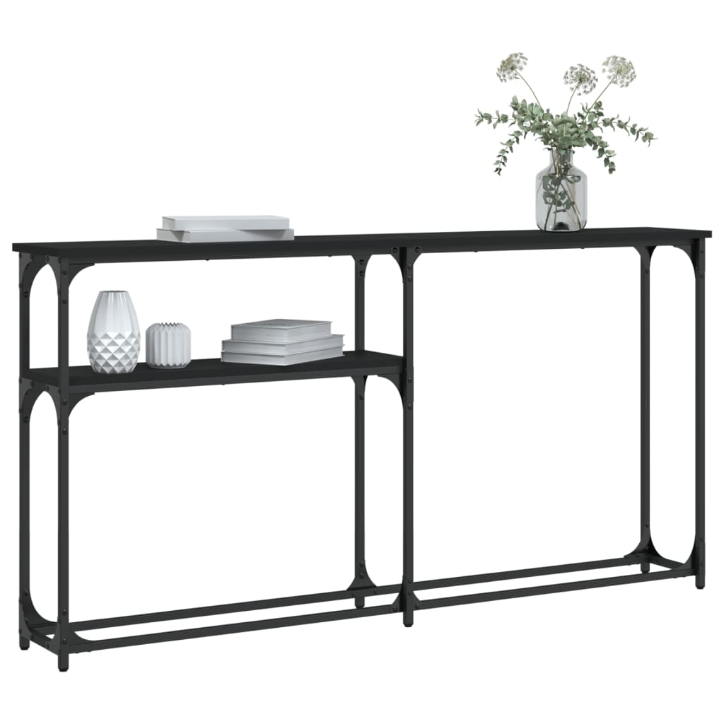 Tavolino Consolle Nero 145x22,5x75 cm in Legno Multistrato 834095