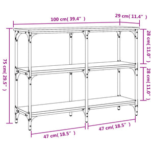 Tavolino Consolle Nero 100x29x75 cm in Legno Multistrato 834100