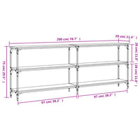 Tavolo Consolle Grigio Sonoma 200x29x75 cm in Legno Multistrato 834113