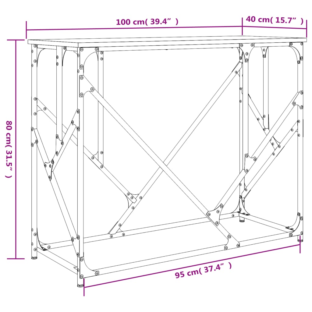 Tavolino Consolle Nero 100x40x80 cm in Legno Multistrato 834115