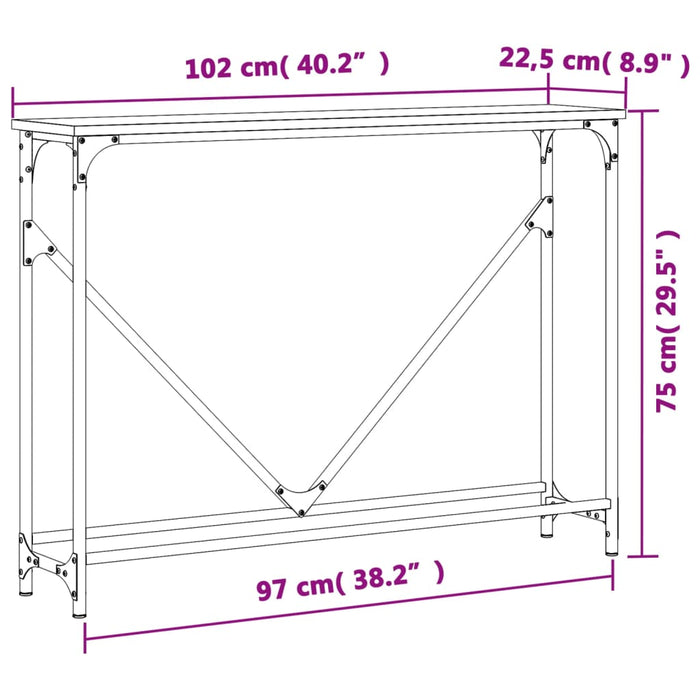 Tavolino Consolle Nero 102x22,5x75 cm in Legno Multistrato 834130