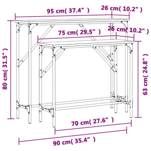 Tavolini Consolle 2 pz Grigio Sonoma in Legno Multistrato 834143