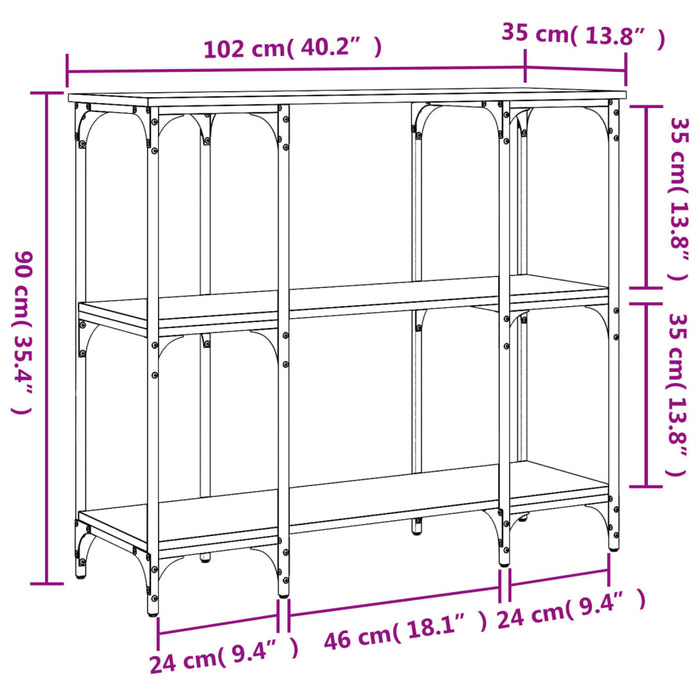 Tavolino Consolle Nero 102x35x90 cm in Legno Multistrato 834145