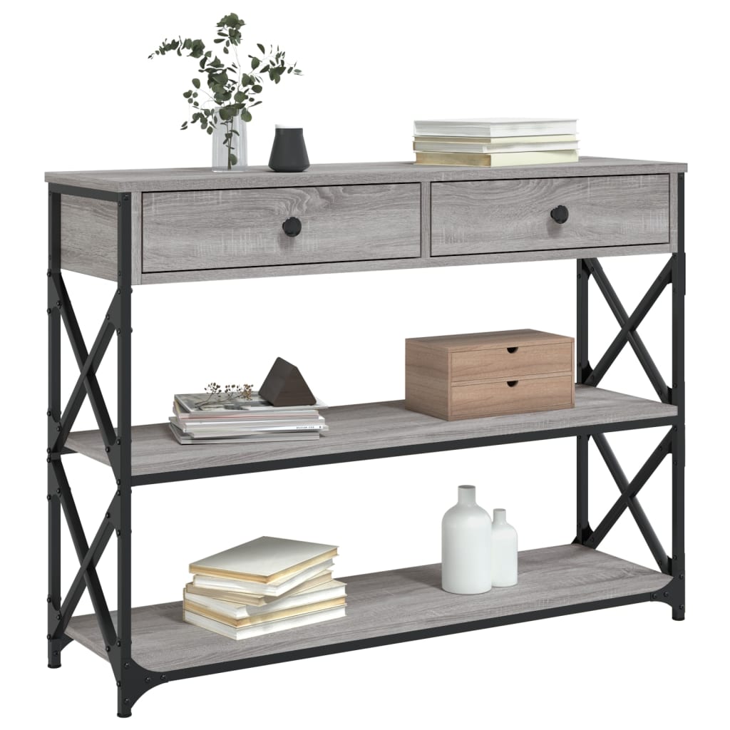 Tavolo Consolle Grigio Sonoma 100x28x75 cm in Legno Multistrato 834193