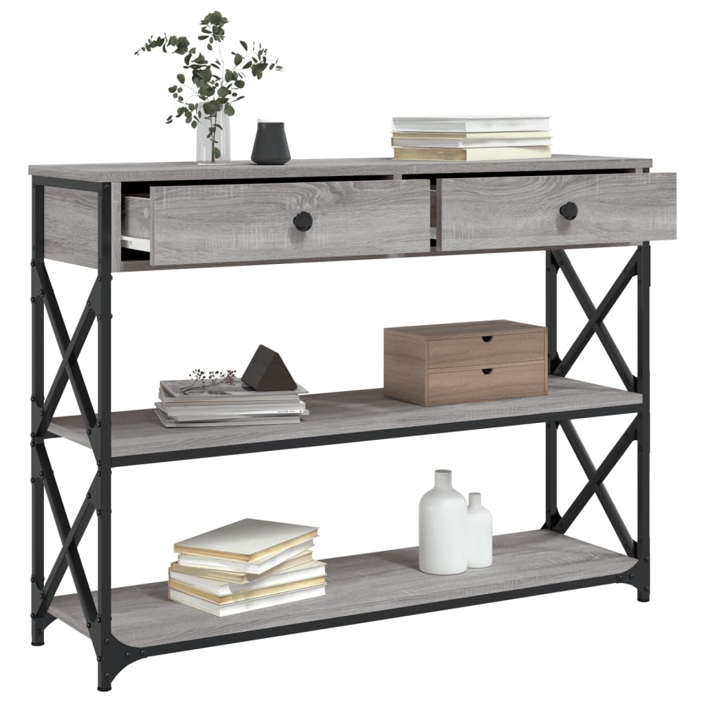 Tavolo Consolle Grigio Sonoma 100x28x75 cm in Legno Multistrato 834193