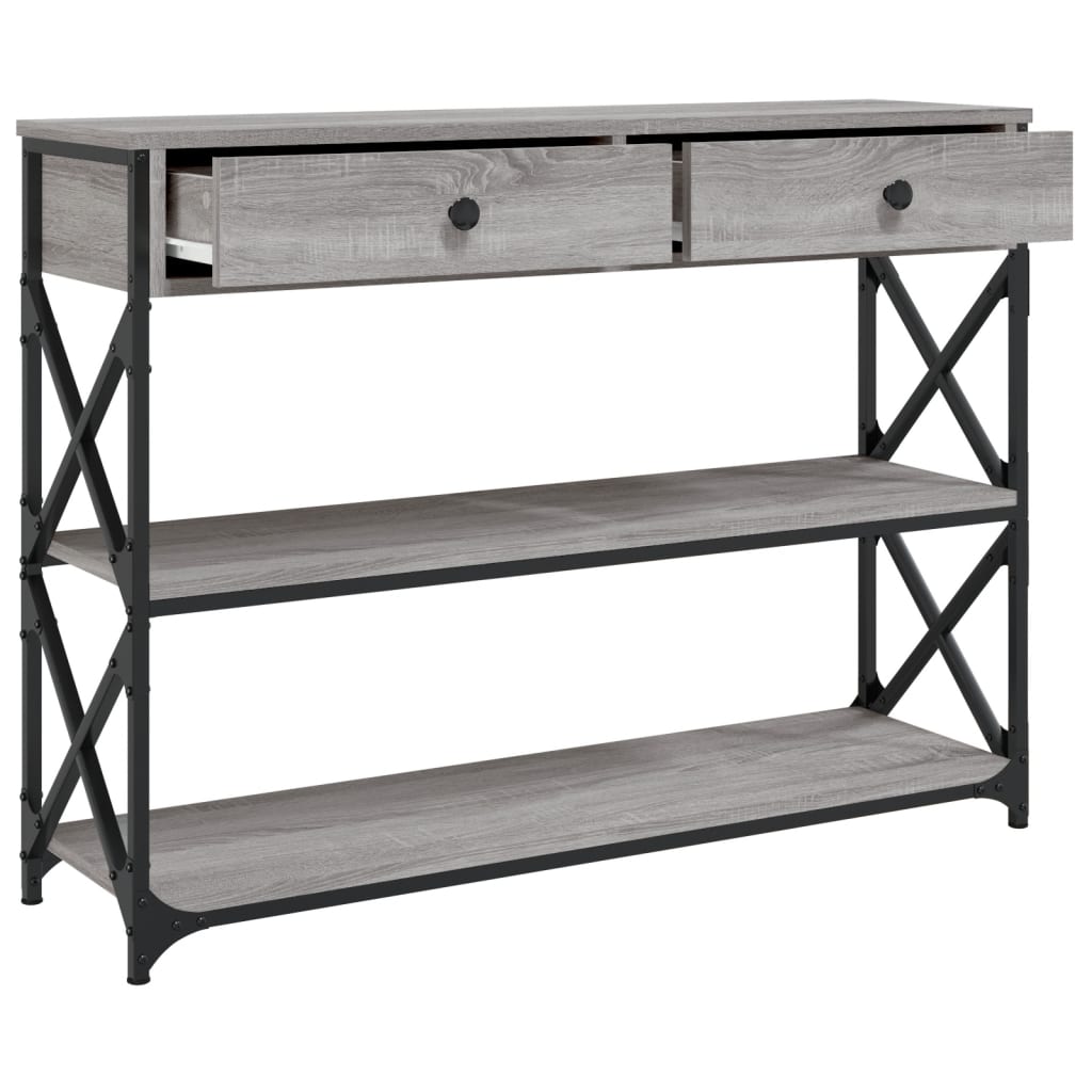 Tavolo Consolle Grigio Sonoma 100x28x75 cm in Legno Multistrato 834193