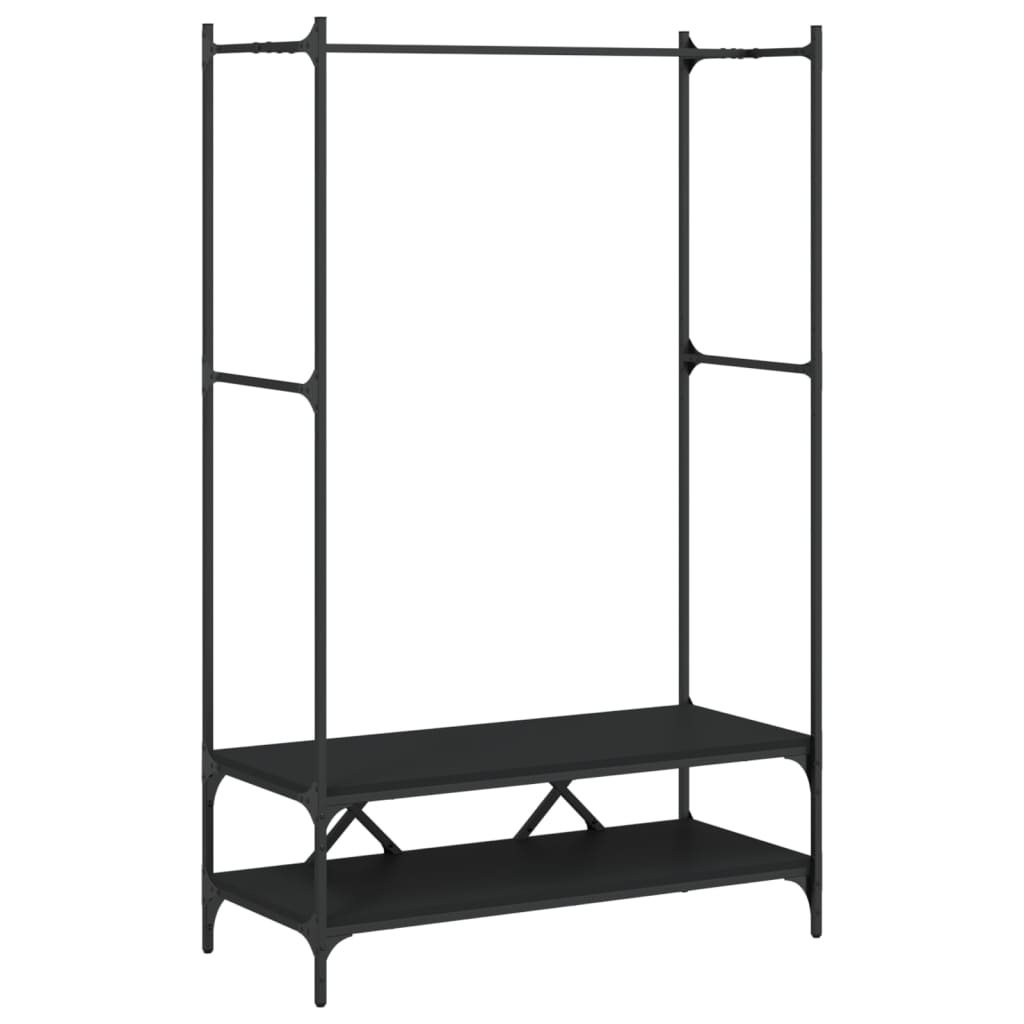 Appendiabiti con Scaffali Nero in Legno Multistrato 834200