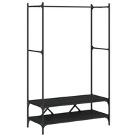 Appendiabiti con Scaffali Nero in Legno Multistrato 834200