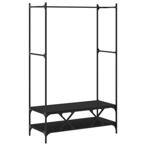 Appendiabiti con Scaffali Nero in Legno Multistrato 834200