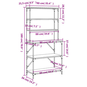 Scaffale da Cucina 6 Ripiani Nero 90x40x180cm Legno Multistrato 834220