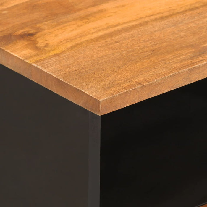 Comodino Marrone e Nero in Legno Massello di Mango 356789