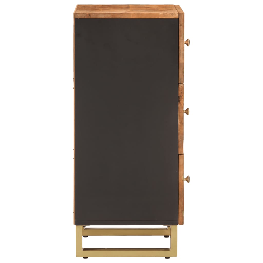 Credenza Marrone e Nera 40x33,5x75cm in Legno Massello di Mango 356806