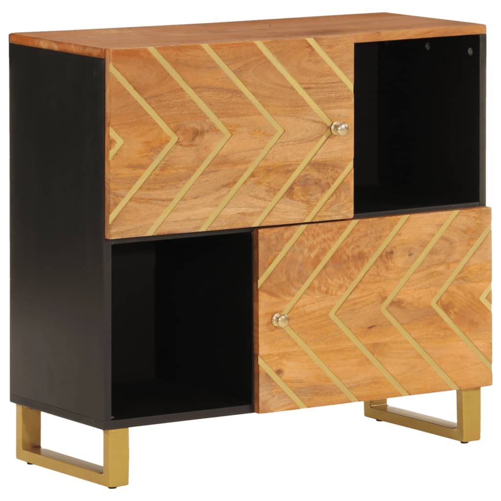 Credenza Marrone e Nera 80x33,5x75cm in Legno Massello di Mangocod mxl 126664