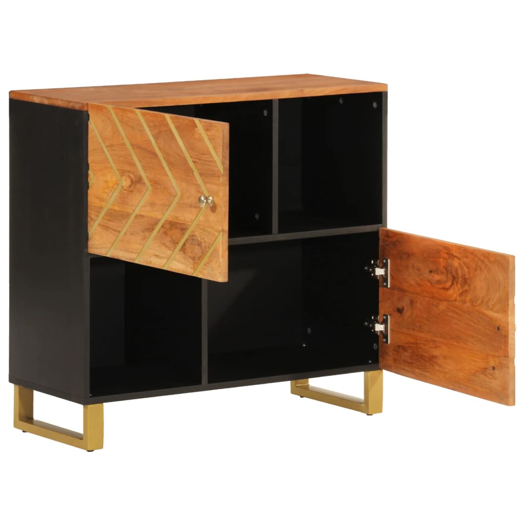 Credenza Marrone e Nera 80x33,5x75cm in Legno Massello di Mangocod mxl 126664