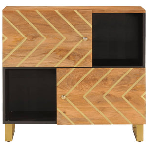 Credenza Marrone e Nera 80x33,5x75cm in Legno Massello di Mango 356810