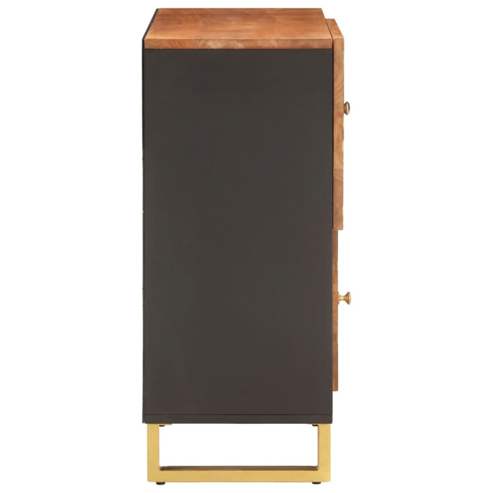 Credenza Marrone e Nera 80x33,5x75cm in Legno Massello di Mango 356810