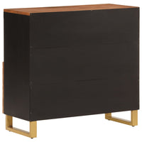 Credenza Marrone e Nera 80x33,5x75cm in Legno Massello di Mango 356810