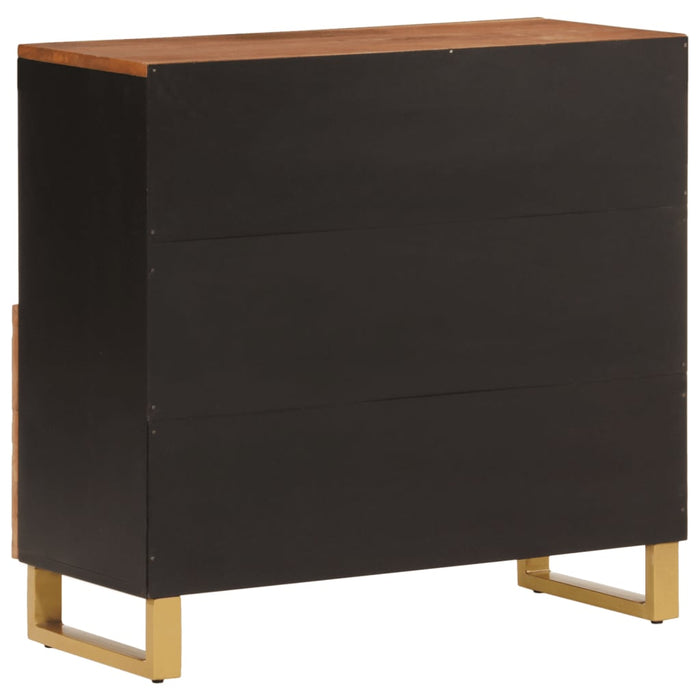 Credenza Marrone e Nera 80x33,5x75cm in Legno Massello di Mango 356810