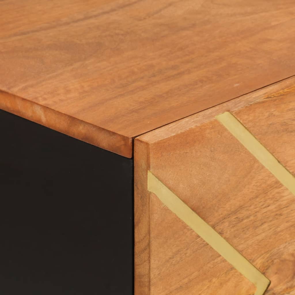 Credenza Marrone e Nera 80x33,5x75cm in Legno Massello di Mango 356810