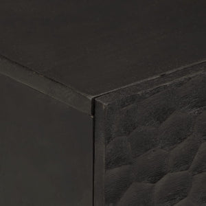 Comodino Nero 50x33x60 cm in Legno Massello di Mango 356827