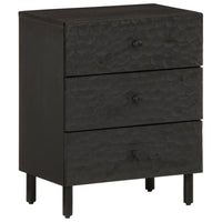 Comodino Nero 50x33x60 cm in Legno Massello di Mangocod mxl 90097