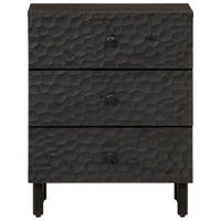 Comodino Nero 50x33x60 cm in Legno Massello di Mangocod mxl 90097