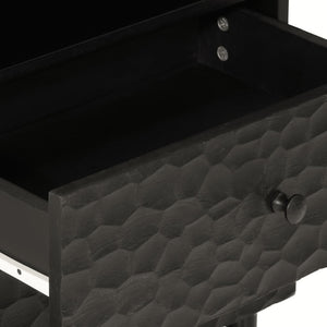 Comodino Nero 50x33x60 cm in Legno Massello di Mango 356829