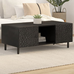 Tavolino da Salotto Nero 100x54x40cm in Legno Massello di Mango 356831