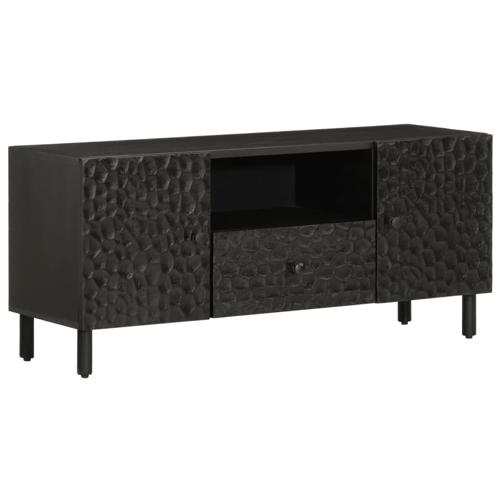 Mobile Porta TV Nero 105x33x46 cm in Legno Massello di Mango 356833