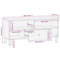 Mobile Porta TV Nero 100x33x46 cm in Legno Massello di Mango 356835