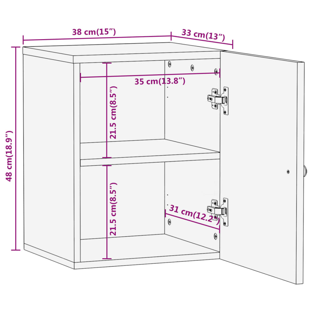 Mobile da Bagno a Parete 38x33x48 cm in Legno Massello di Mango 356911