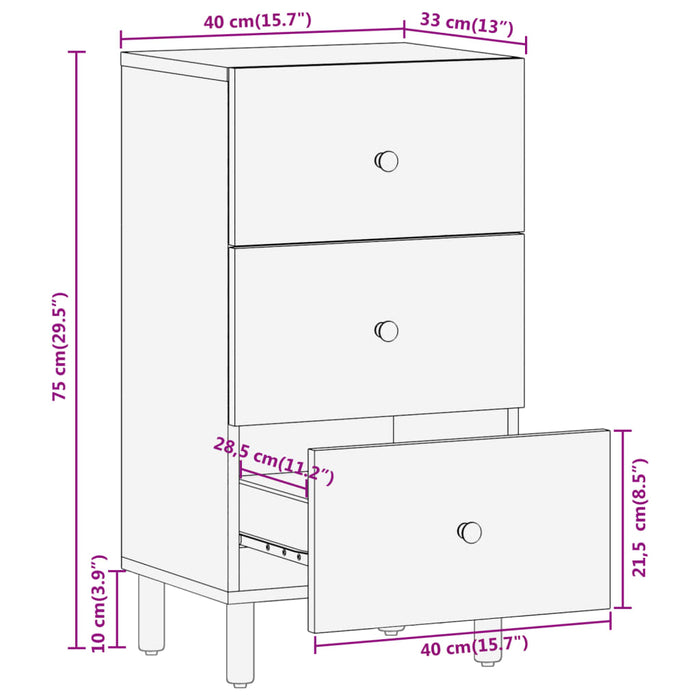 Credenza 40x33x75 cm in Legno Massello di Mango 356914