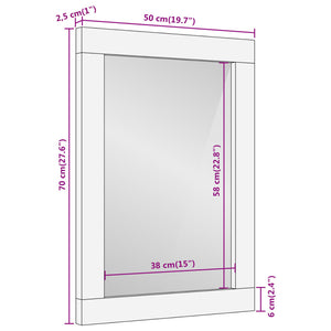 Specchio da Bagno 50x70x2,5 cm Legno Massello di Mango e Vetro 356922