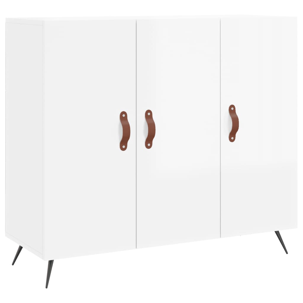 Credenza Bianco Lucido 90x34x80 cm in Legno Multistratocod mxl 127388