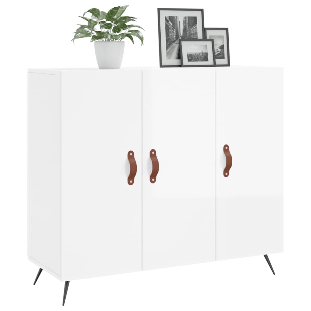 Credenza Bianco Lucido 90x34x80 cm in Legno Multistratocod mxl 127388